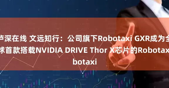 泸深在线 文远知行：公司旗下Robotaxi GXR成为全球首款搭载NVIDIA DRIVE Thor X芯片的Robotaxi